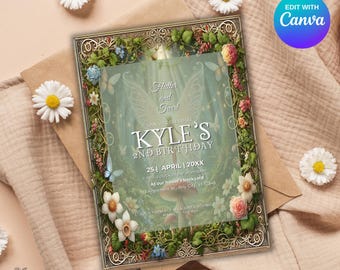 Woodland Fairy Invite, Woodland Creature Invitation, Woodland Fairy Tale Invite, Tinker Bell Invite, Fairy Birthday Invite Printable Party