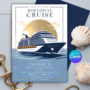 Cruise Ship Invitation | Printable Birthday & Wedding Invite | Yacht Party Invite Printable Party Invite, Boat Party Invite
