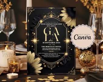 Eleganckie zaproszenie na galę – formalne zaproszenie na bal charytatywny i przyjęcie na specjalne okazje, idealne na bankiet