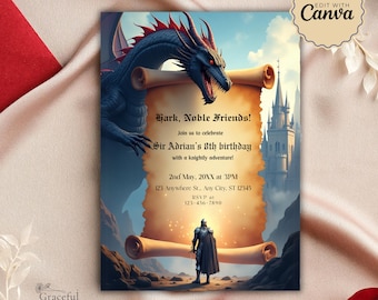 Medieval Birthday Invite Medieval Party Invite Medieval Invite Medieval Renaissance Invitation Digital Party Template, Knight Theme Invite