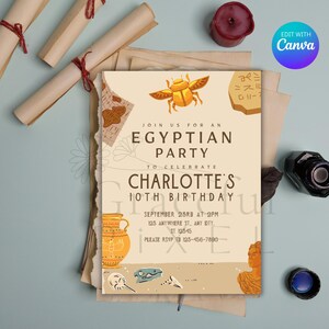 Ägyptische Geburtstagseinladung | Altes Ägypten Party Einladen | Benutzerdefinierte Ägyptische Feier Karte Printable Party Einladen