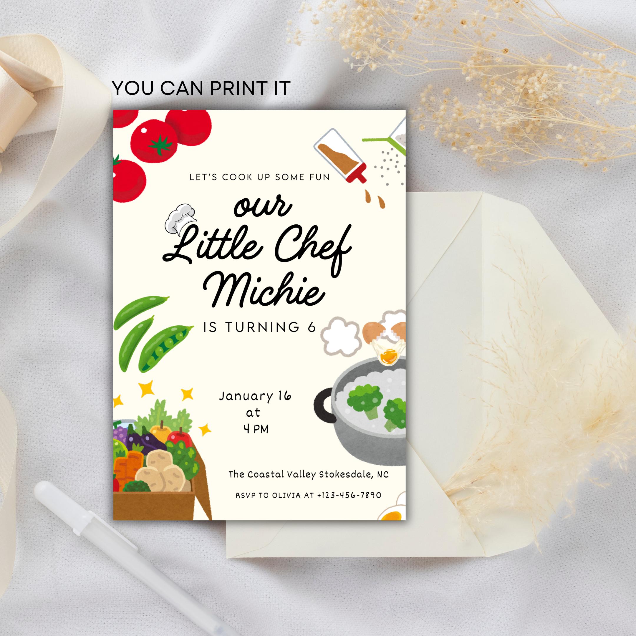 Cooking Class Invitation | Printable Birthday & Bake off Invite | Our ...