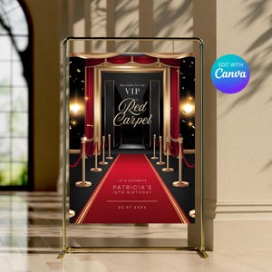 Red Carpet Welcome Sign, Red Carpet Birthday and Hollywood Theme Welcome Sign, Hollywood Party Welcome Sign Printable Party Welcome Sign