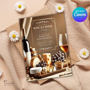 Cheese and Wine Invite, Wine Tasting Party Invitation, Printable Wine & Cheese Night Invite for Perfect Winery Event, Printable Party Invite