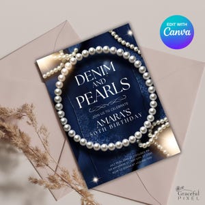 Denim und Diamanten Einladung | Denim-Themaparty einladen | Geburtstags-Feier-Karte | Rustikales schickes Design, Partyeinladung zum Ausdrucken