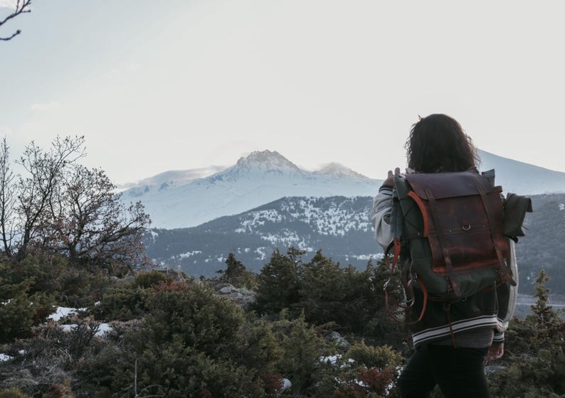 Rustic Backpacking Pack Waxed Canvas Leather Bushcraft Backpack | Waterproof Camping Rucksack ...