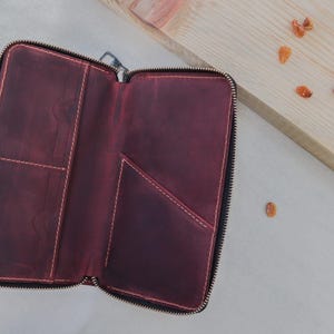 Capa de couro para celular, carteira longa com zíper, carteira de couro personalizada para mulheres, carteira clutch de couro, presente para o dia das mães, organizador de carteira grande