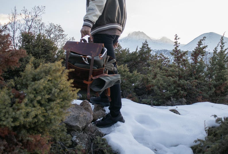 Rustic Backpacking Pack Waxed Canvas Leather Bushcraft Backpack | Waterproof Camping Rucksack ...