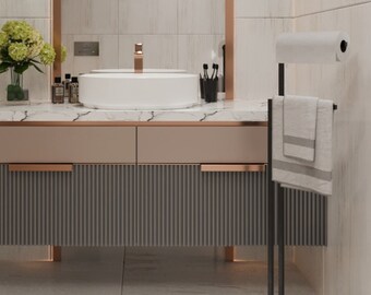 Towel Holder Two-Layer Free Standing, Modern Towel Rack, Paper Towel Holder, Useful Towel Hook Hand Roll, Home Bathroom Organizer Accessory