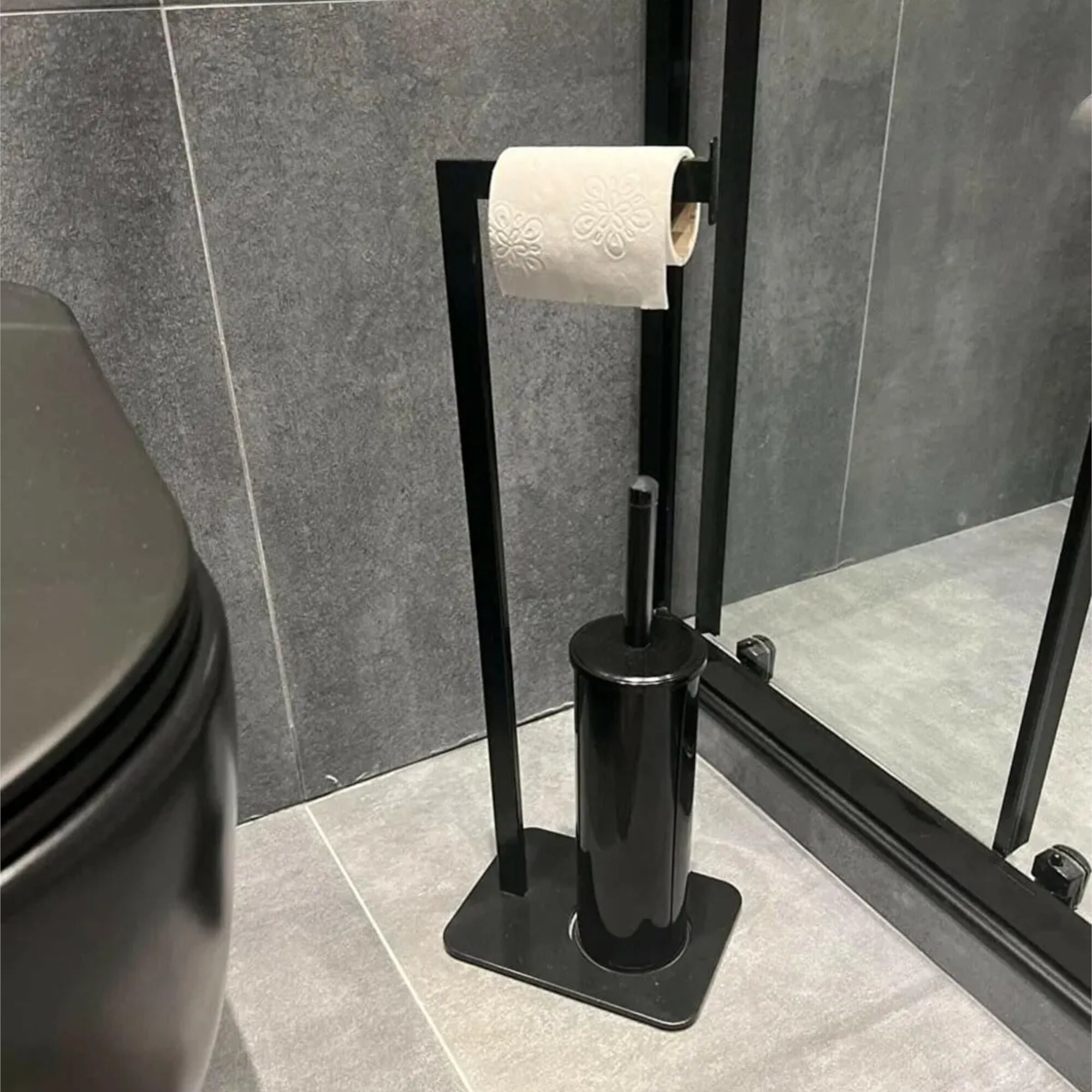 thumbnail image 2 of Matte Black Stainless Steel Wall Mount Tp Holder Matte - Modern Wall Mount With 304 Stainless Steel, Rustproof Bathroom Tissue Roll Holder Black Toilet Paper Holder 2 of 10