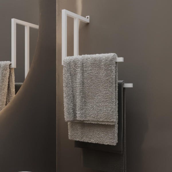 Stylish 2-Handle Metal Towel Holder and Paper Towel Holder | Modern Kitchen and Bathroom Accessory | Durable, Aesthetic | Housewarming Gift