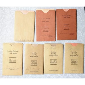 Lote 1937-1943 Tarjetas de calificaciones antiguas Sewickely PA Jack Savage La Mendola Marca de moda Ephemera
