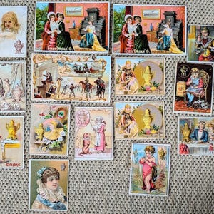 Lote de 15 cartões de propaganda antigos de café e órgãos vitorianos, cartão da Geórgia, papel artesanal, diário de sucata