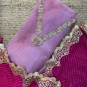 Handmade Zardozi Embroidered Salwar Kameez, Indian 3-Piece Suit