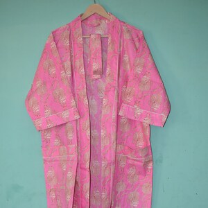Floral Print Cotton Kimono Robe: Indian Kaftan Nightwear