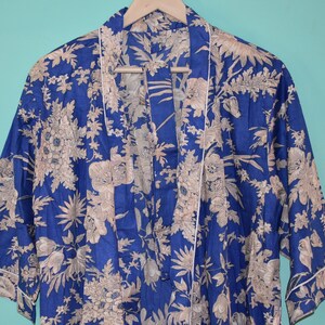 Floral Print Cotton Kimono Robe: Boho Dressing Gown