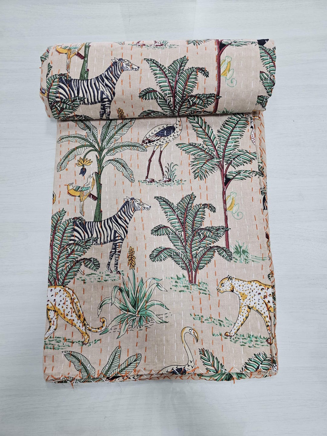 Vintage Patchwork Kantha Tagesdecke, Indische Handgemachte Steppdecke