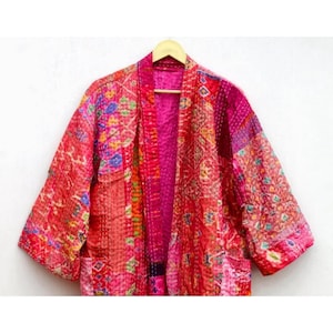 Reversible Kantha Kimono Jacket, Boho Kantha Jacket, Jacket, Fine Kantha Coat, Jackets, Vintage Kantha Jacket, Kimono Style, Kimono Robe