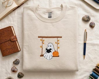 Fall Halloween Sweatshirt - Embroidered