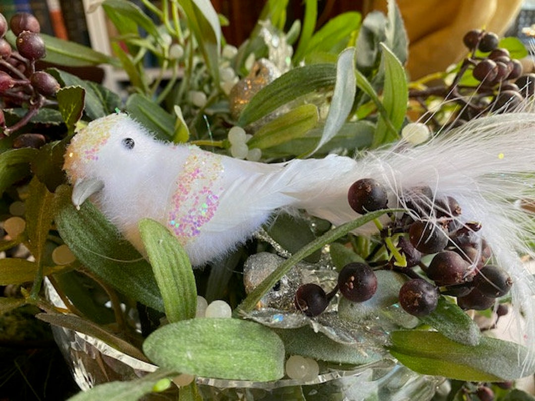 Dove White Bird Christmas Tree Decoration Clip Feathered Long Etsy