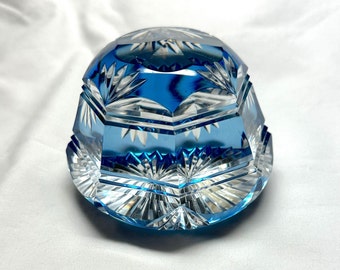 Blau geschliffener Kristall-Briefbeschwerer – St. Louis Baccarat #336N