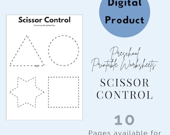 Schaarcontrole printables, afdrukbaar activiteitenblad, fijne motorische activiteiten, fijne motoriek, printables voor kinderen, thuisschoolactiviteit