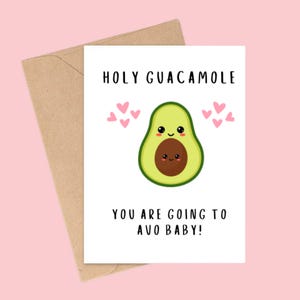 Grappige zwangerschapsaankondigingskaart - 'Holy Guacamole' met avocado-ontwerp - babyshower, nieuwe baby, nieuwe ouders, in verwachting, kaart geslacht onthullen