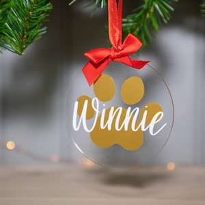 Decoração de cachorro personalizada, decoração de árvore de Natal, pata de cachorro plana