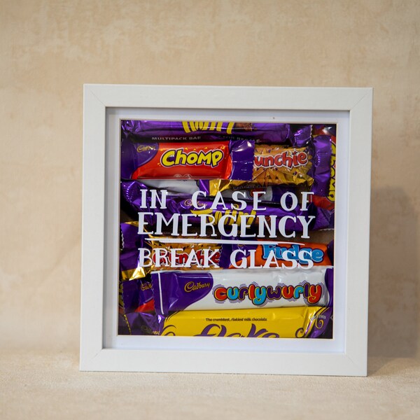 Break in case of emergency chocolate frame, Birthday Gift, Anniversary, funny gift for him, gift for her, Valentines Gift, Gift for teachers