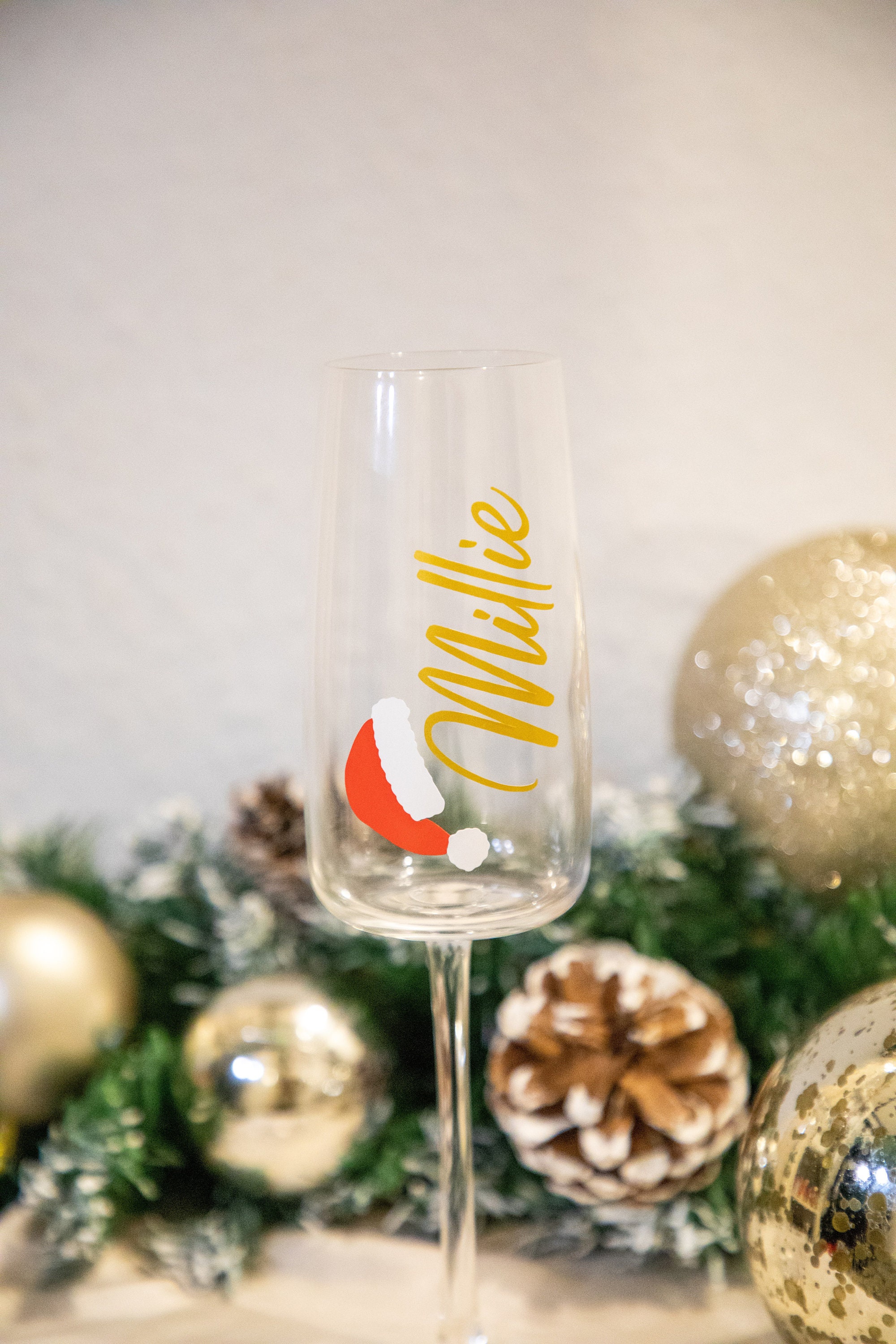 Personalized Screen Printed Tall Champagne Flutes