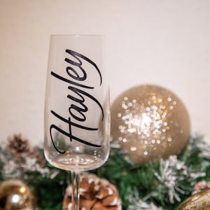 Flûtes à champagne avec nom personnalisé, verres à champagne nommés personnalisés, verre à champagne Prosecco avec nom personnalisé