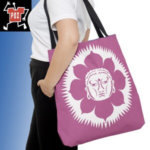 Sac Bouddha et LotusTote, Fourre-tout Bouddha, Sac fourre-tout bouddhiste, Sac Bouddha rose, Sac Bouddha, Sac de yoga, Cadeau bouddhiste, Sac à provisions Bouddha, Bouddha