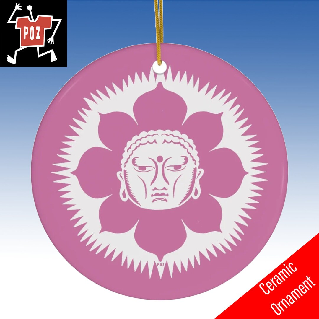 Buddha and Lotus Flower, Ceramic Ornament, Buddha Ornament, Buddhist