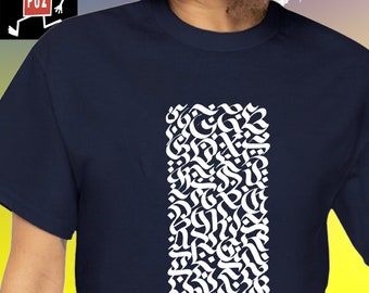 Calligraffiti Shirt, Gothic Latin and Arabic Calligraphy T-shirt, Graffiti Streetwear, White Calligraphy, Calligraffiti, Skater T-shirt