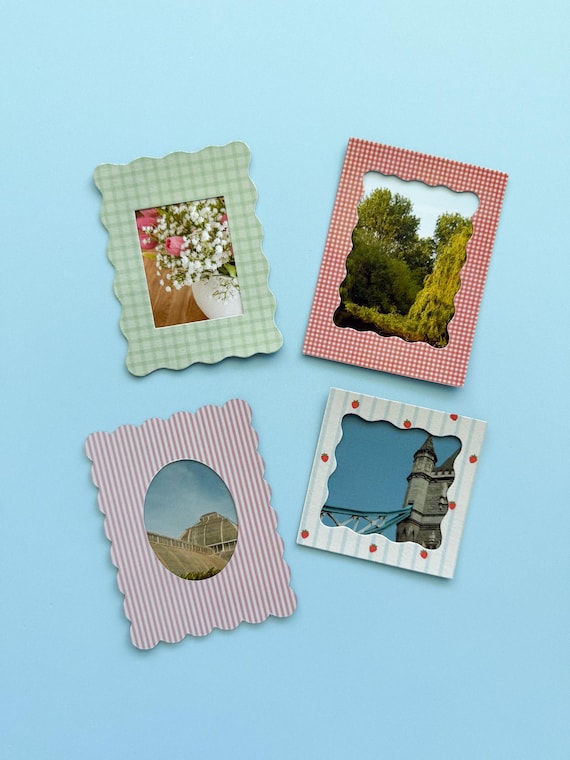 Mini Magnetic Photo Frames | Gift Ideas | Cottage Whimsy Dots | Memory Keeper | for photo paper only NOT Polaroids