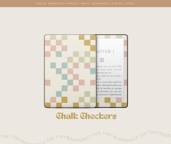 Chalk Checkers | Kindle Decal Art | Digitial Download - not a .svg file | to print at DecalGirl.com | for all Kindle models and Kobo Libra