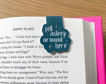 Set of 2 Magnetic Bookmarks | Fell Asleep Here + Pattern of Choice ...
