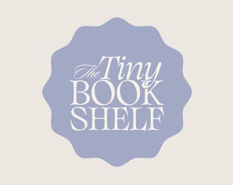 May include: A light blue, star-shaped logo with the text "The Tiny Book Shelf" in white.