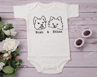 Charming and Chic Dog Name Onesie, Customizable Baby Shower Gift, Newborn，Baby Gift