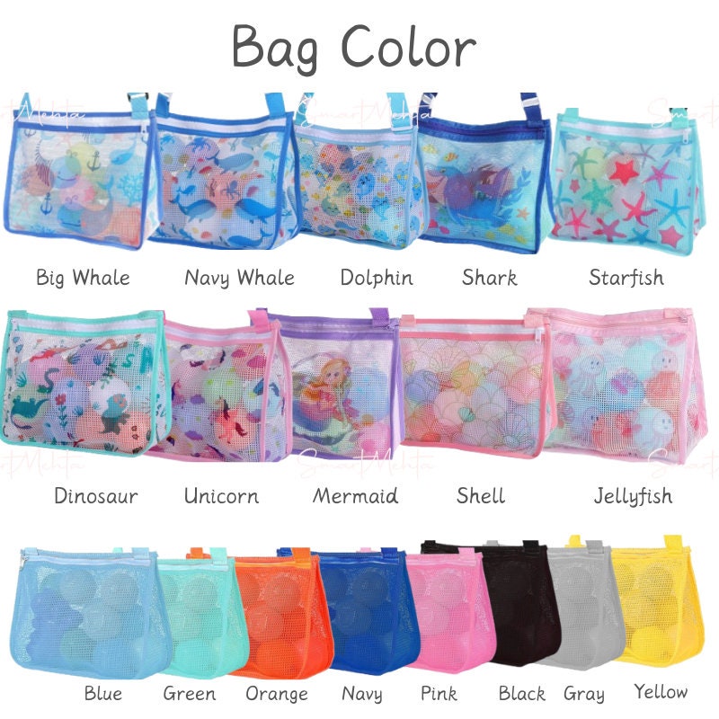 Custom Kids Seashell Beach Bag - Personalized Mesh Sand Bag for Summer Adventures
