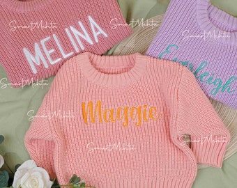 Embroidered Personalized Baby and Kids Name Sweater:Custom Name Jumper for Toddlers, Personalize for Your Cherished Niece or Nephew