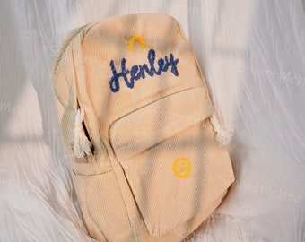Embroidered Corduroy Backpack: Personalize Your Style With This Custom School Bag