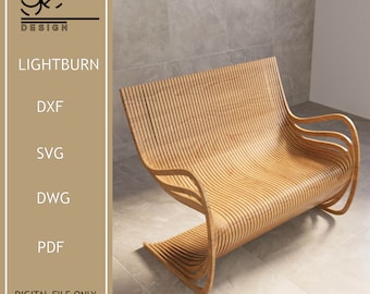 Parametric Wavy Wooden Furniture,Sofa Design,Modern Couch Design,Wood Seat,Cnc Cut Files