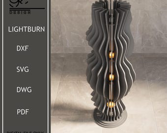 Lámpara de pie de madera ondulada paramétrica: Archivos de corte CNC (Descarga digital)