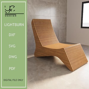 Parametryczny projekt falisty drewniany model krzesła artystycznego, fotel wypoczynkowy, projekt krzesła, nowoczesne meble do wnętrz DXF, meble drewniane, cięcie laserowe, CNC