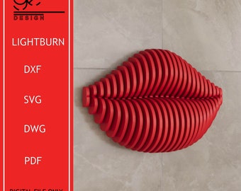 Parametric Lips Wooden Wall Art, CNC Cut Files (Digital Download)