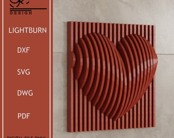 Parametrische Herz Wandkunst, minimalistische Herzwanddekoration, Herzform, Hochzeitsgeschenk, Valentinstag, Holzwanddekor, digitale Datei für CNC-Schneiden
