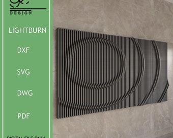 Parametric Ripple Wall Art: CNC Laser Cut Plan (Digital Files)
