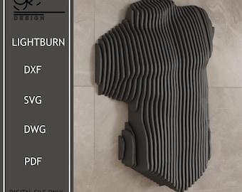 Parametric Male Torso Sculpture Wall Art, Wavy Wooden Decor (Digital File)