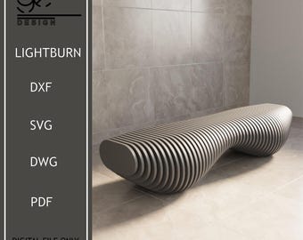 Parametric Bench CNC Files, Wavy Wooden Design (Digital File)